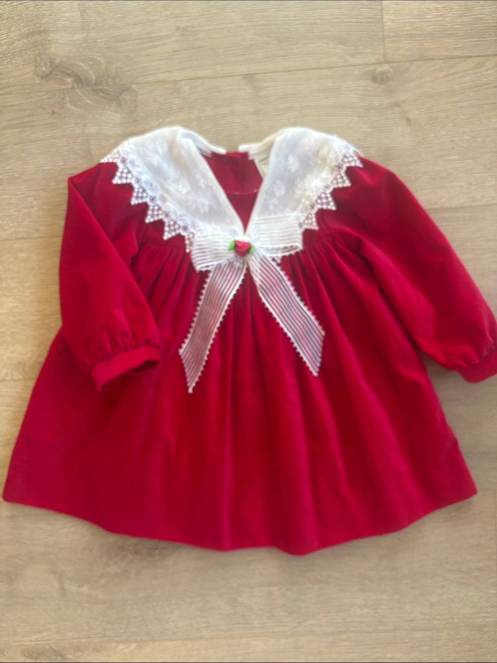 Vintage JoJoe Fashions Baby Dress Pink Lace Collar 18 Months